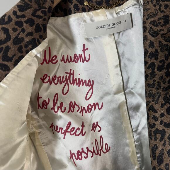 Golden Goose Leopard Jacquard Wool Brown Black Blazer 40 Single Breasted Jacket - Picture 7 of 8